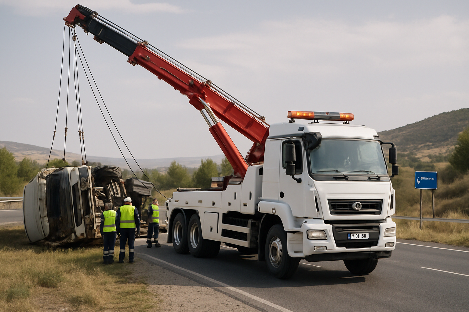 Rotator Vinçli Kurtarma — devrilmiş araç için döner vinç